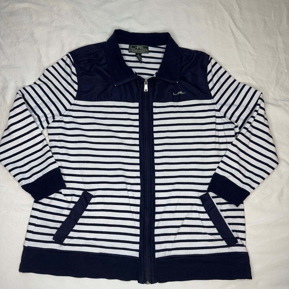 Ralph Lauren Active LRL Jacket XL Navy White Stripe Nautical Coastal Sailor 1X - Picture 9 of 14